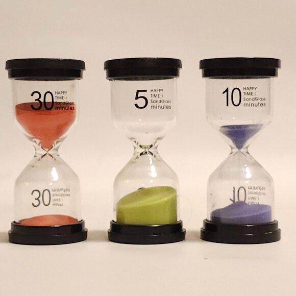 Sand Timer 6 Colors Hourglass 5/10/30 Minutes Sandglass Timer Sand Clock 3 Pack - Picture 1 of 6